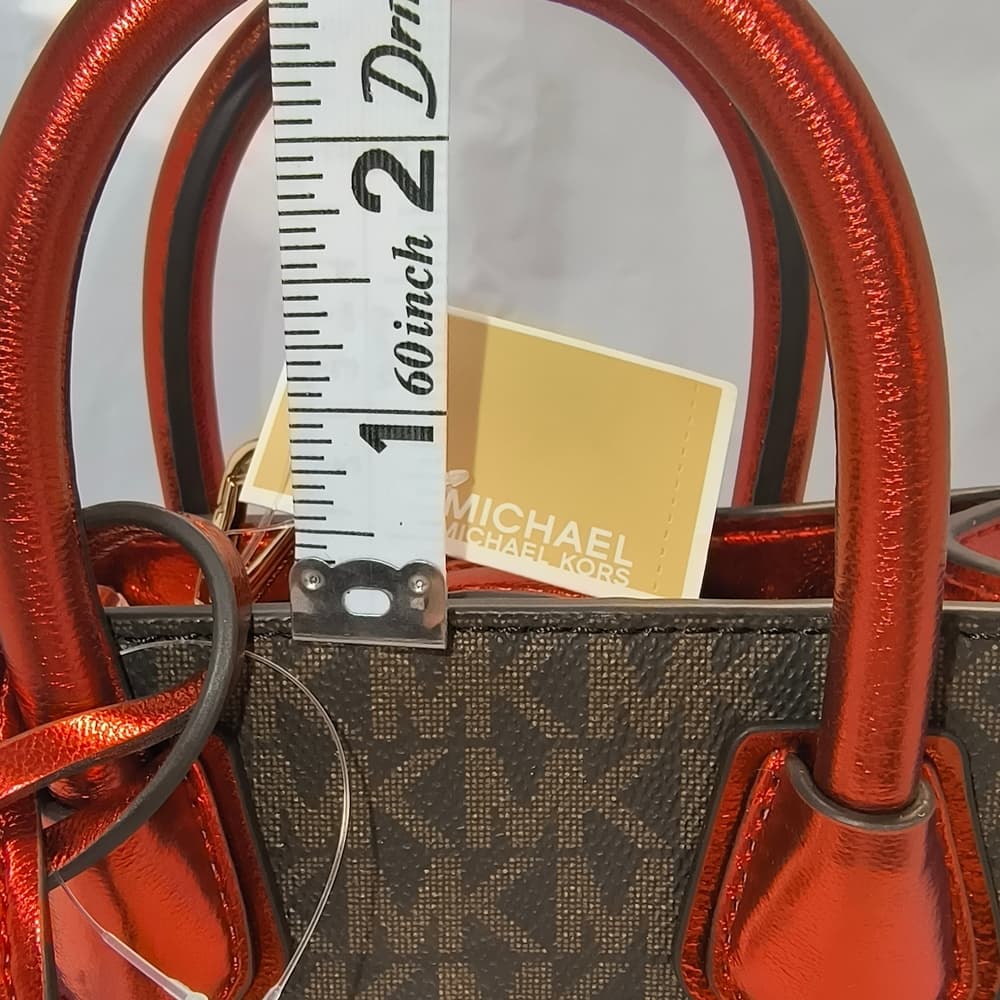 MICHAEL KORS Mercer Extra-Small Signature Logo Crossbody Bag in Metallic Red - Thumbnail 13