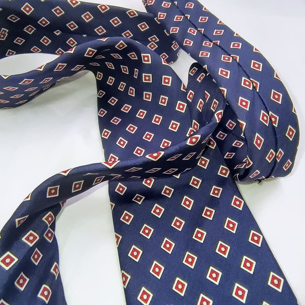 Christian Dior Elegant Blue Geometric Patterned Tie - Thumbnail 7