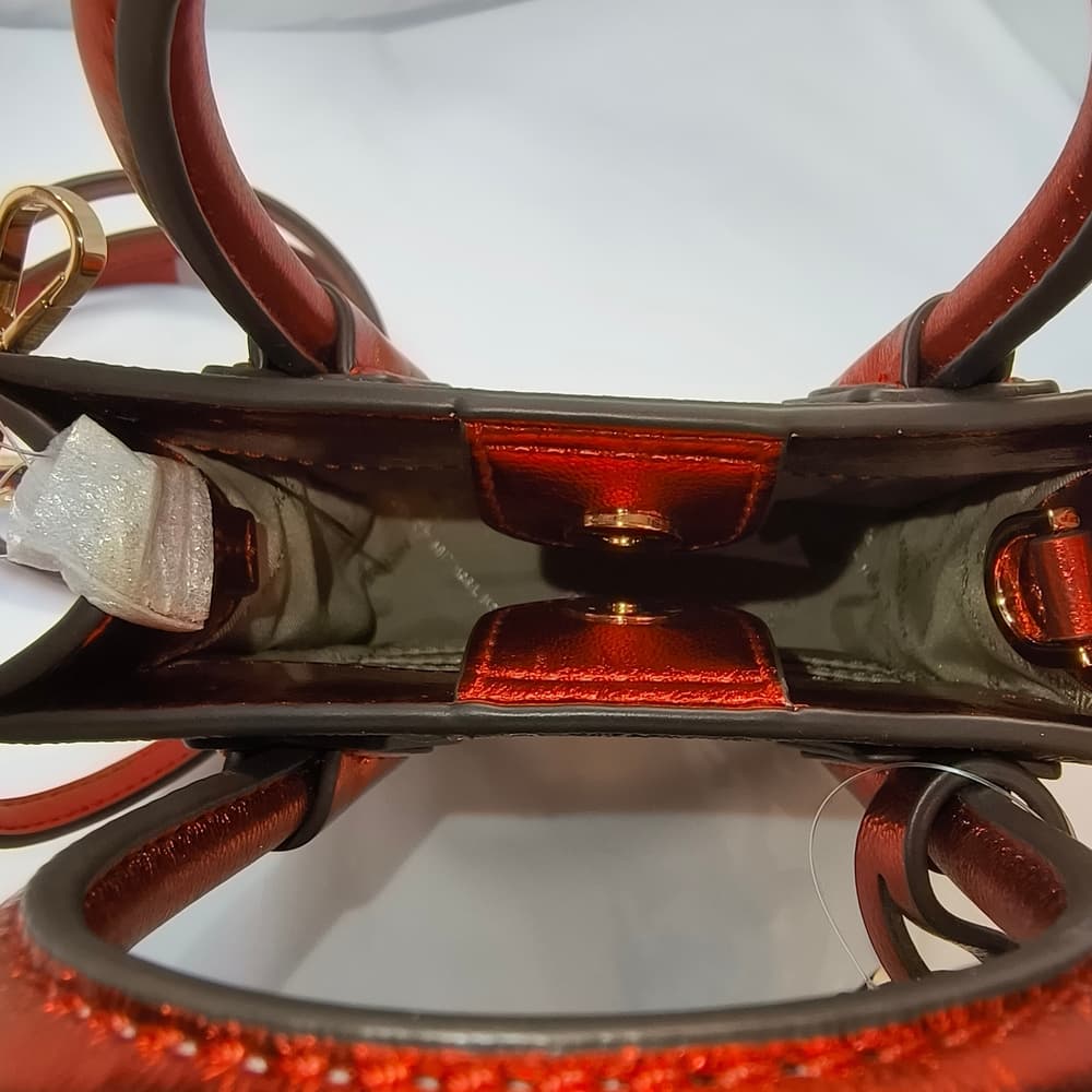 MICHAEL KORS Mercer Extra-Small Signature Logo Crossbody Bag in Metallic Red - Thumbnail 6