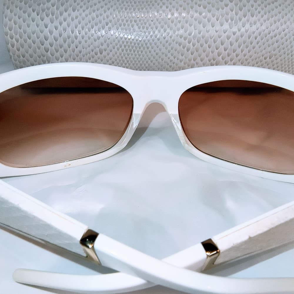 JIMMY CHOO White Sunglasses with Gold & Snakeskin Pattern Accent and with Case - Thumbnail 5