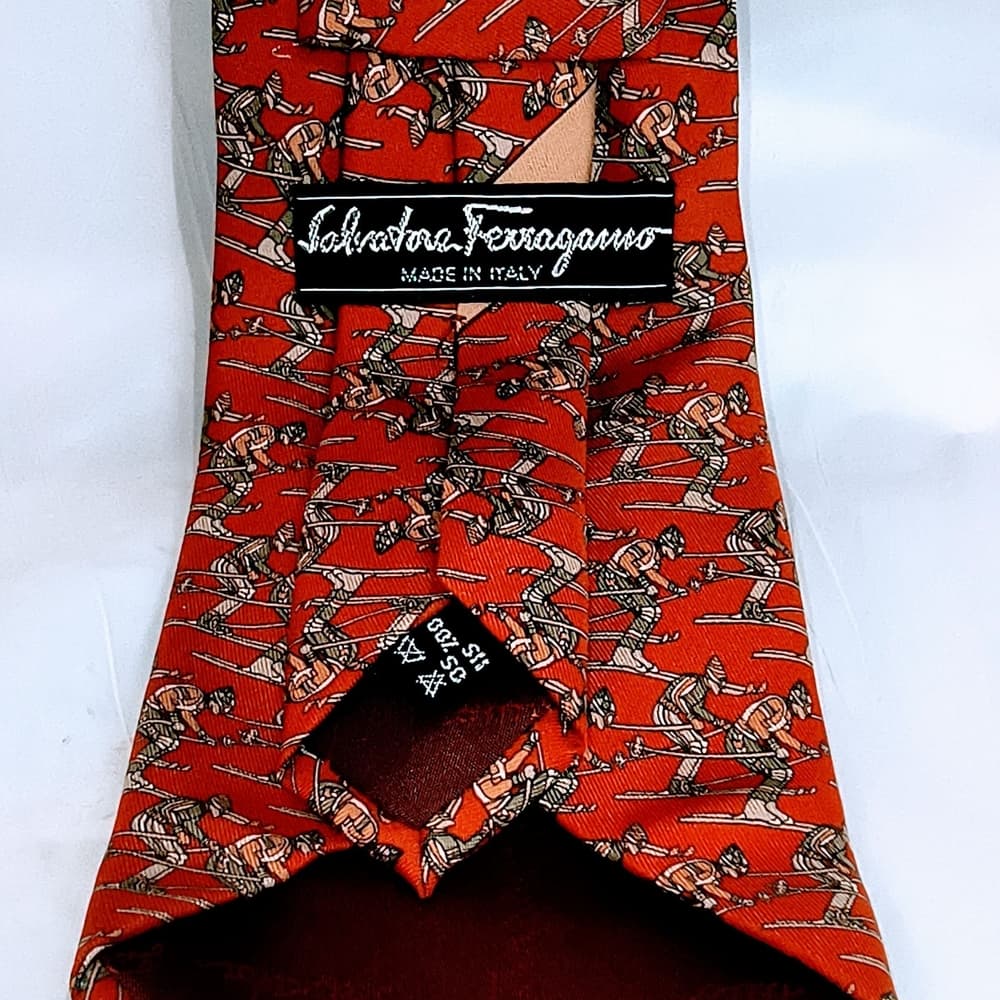 FERRAGAMO - 2 Red / Brown Patterned Salvatore Ferragamo Ties Bundle