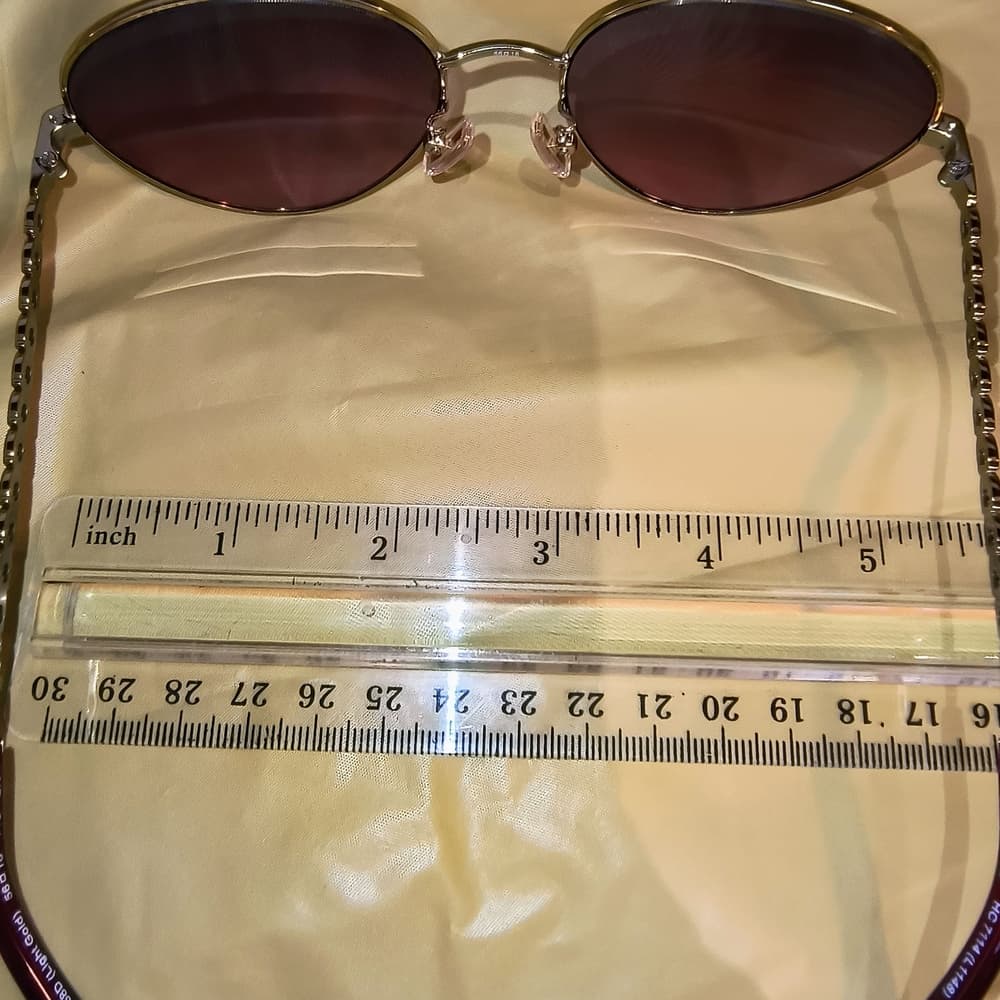 COACH Light Gold & Reddish Brown Women's Aviator Sunglasses with Case (HC7114) - Thumbnail 15