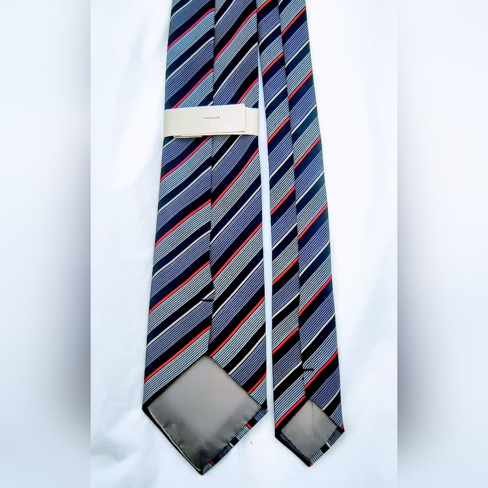 Yves Vacarisas Striped Tie - Blue and Red - Thumbnail 2