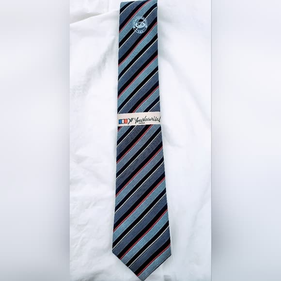 Yves Vacarisas Striped Tie - Blue and Red - Thumbnail 5