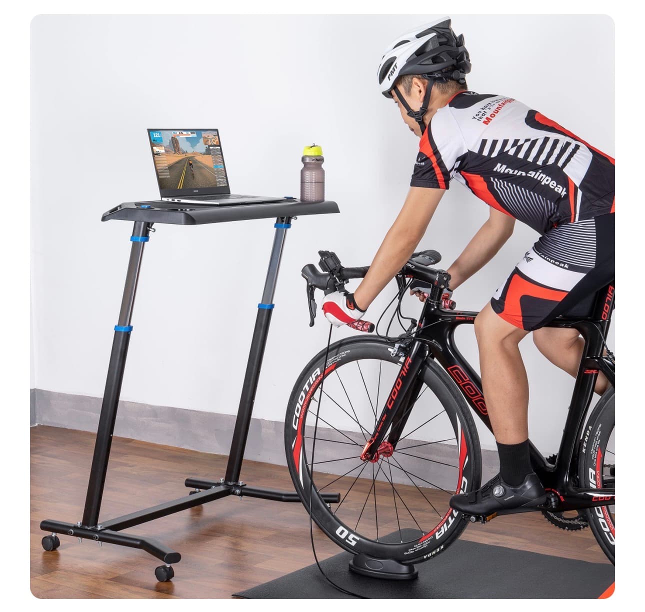 VIVO Adjustable Mobile Laptop Desk Stand with Wheels - Thumbnail 6