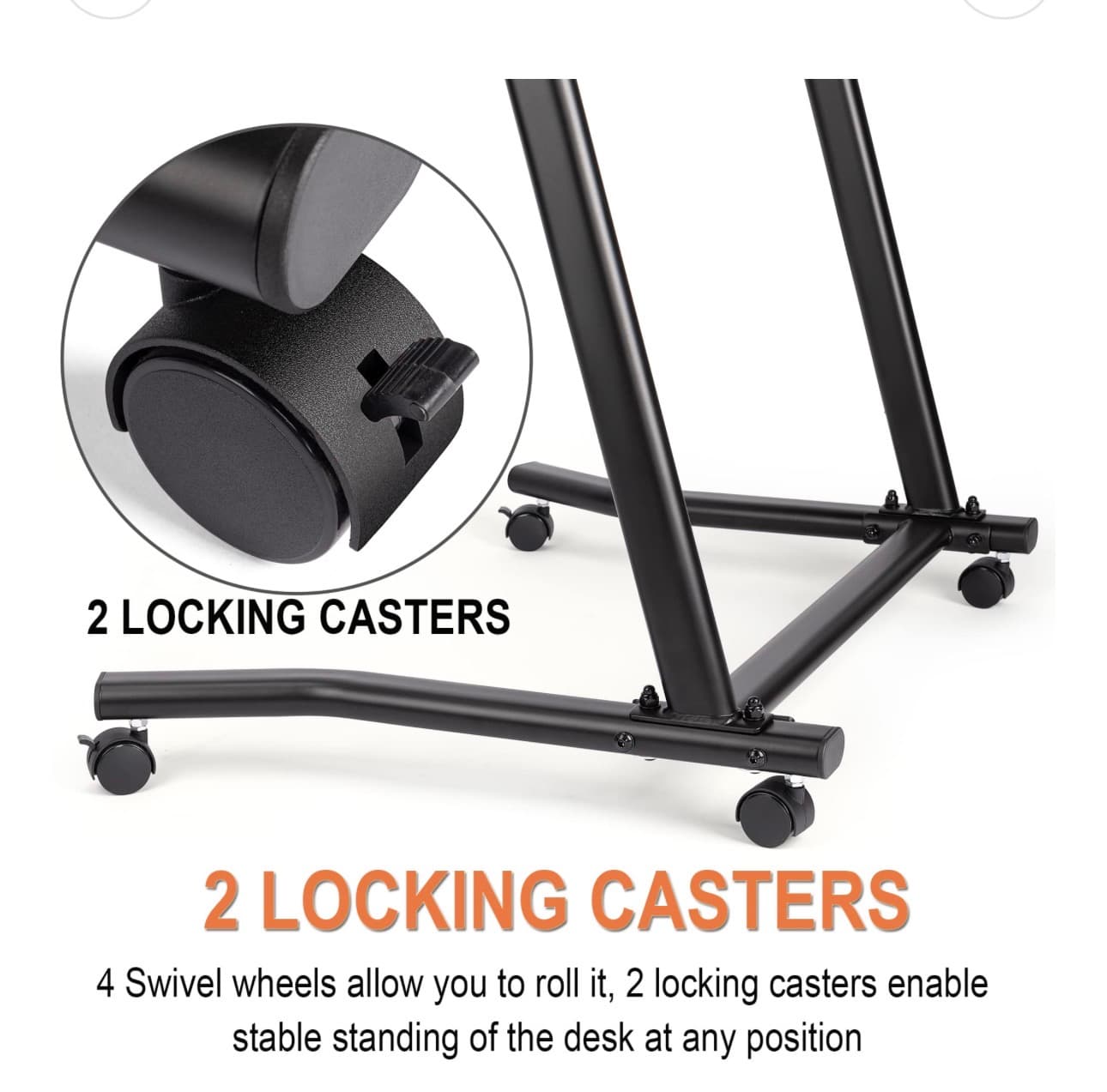 VIVO Adjustable Mobile Laptop Desk Stand with Wheels - Thumbnail 4