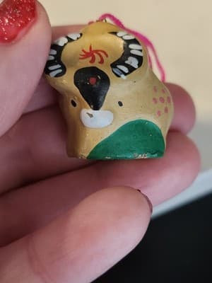Hand Painted Ceramic Figurine Bull Hanging Ornament Mexico Folk Art - Thumbnail 5
