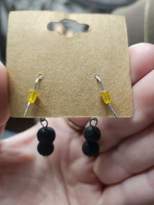 Black Lava Stone Other Gem Beads Earrings And Necklace Essential Oil Defuser - Thumbnail 5