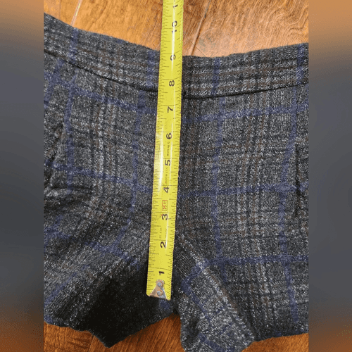 Theory Charcoal and Blue Alpaca Wool Blend Dress Shorts - Thumbnail 6