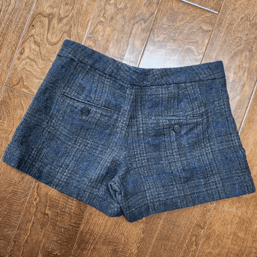 Theory Charcoal and Blue Alpaca Wool Blend Dress Shorts - Thumbnail 4