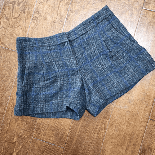 Theory Charcoal and Blue Alpaca Wool Blend Dress Shorts - Thumbnail 2