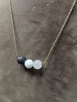 Black Lava Stone Other Gem Beads Earrings And Necklace Essential Oil Defuser - Thumbnail 2