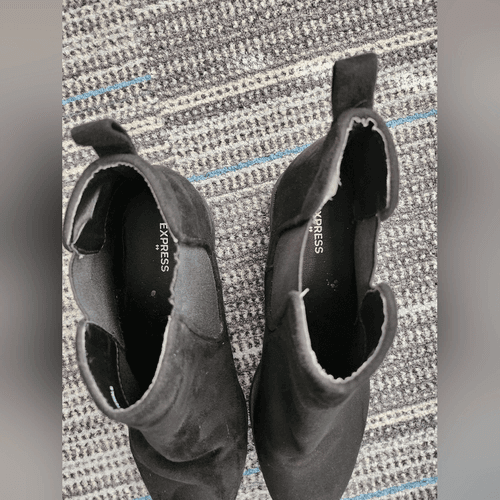 Express Black Faux Suede Booties - Thumbnail 9