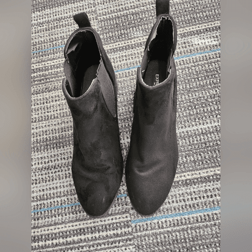 Express Black Faux Suede Booties - Thumbnail 7