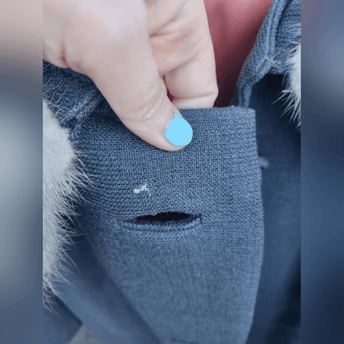 Vintage ILGWU Union Made 1960s Fur Collar Blue Chunky Button Mod Ladies Jacket - Thumbnail 4
