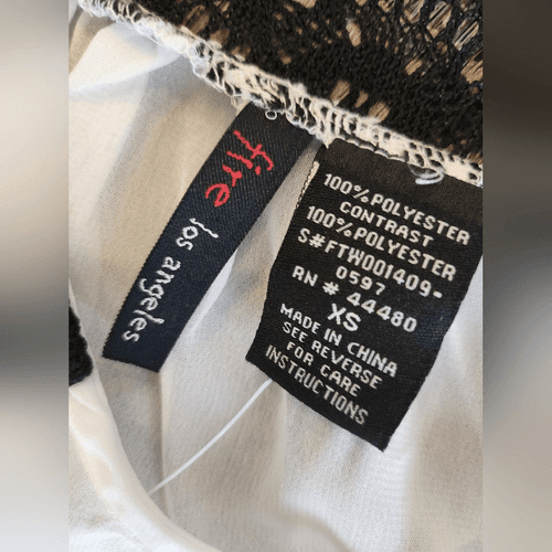 Nwt White Sheer Lace Black Collar High Low Sleeveless Blouse - Thumbnail 3