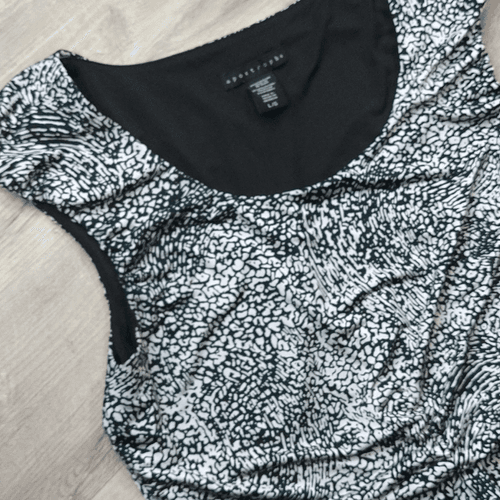 Apostrophe Black And White Shift Dress - Thumbnail 4