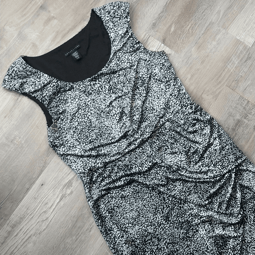 Apostrophe Black And White Shift Dress - Thumbnail 2
