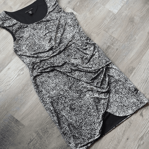 Apostrophe Black And White Shift Dress - Thumbnail 3