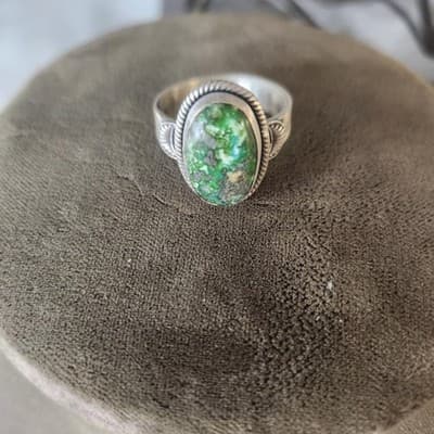 Sonoran Gold Turquoise Sterling Silver Ring | Southwestern Celestial Style