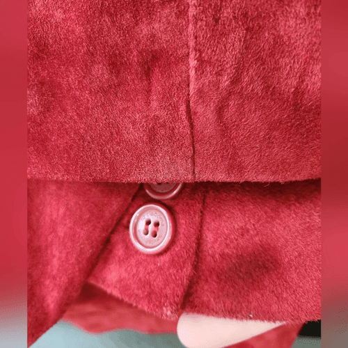 Liz Claiborne Red Lightweight Stylish Suede Leather Jacket - Thumbnail 13