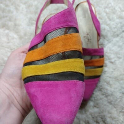 Vintage Paco Gil Bright Suede Heels - Thumbnail 4