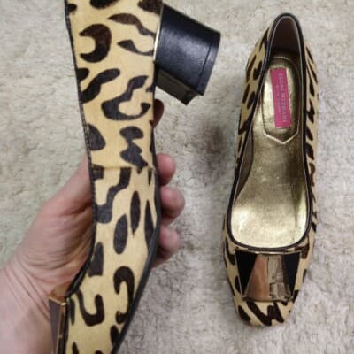 Isaac Mizrahi Calf Hair Animal Print Block Heels - Thumbnail 11