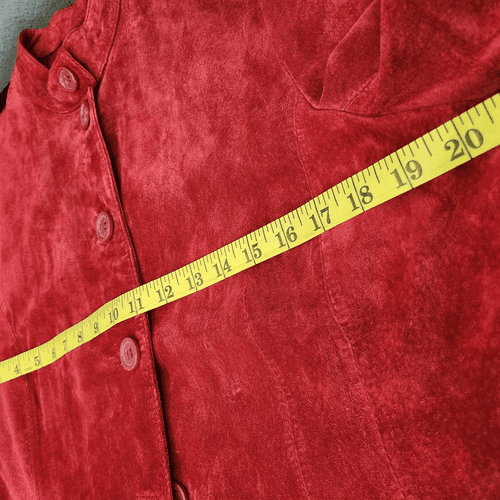 Liz Claiborne Red Lightweight Stylish Suede Leather Jacket - Thumbnail 11