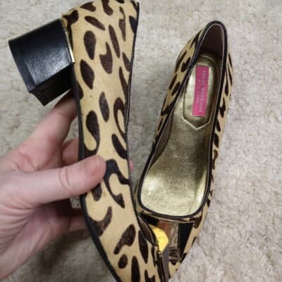Isaac Mizrahi Calf Hair Animal Print Block Heels - Thumbnail 10