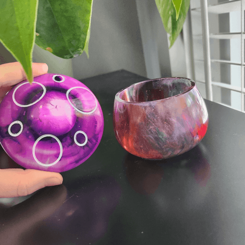Purple Magic Colorful Swirly Mushroom Jar Trinket Dish with Lid - Thumbnail 5