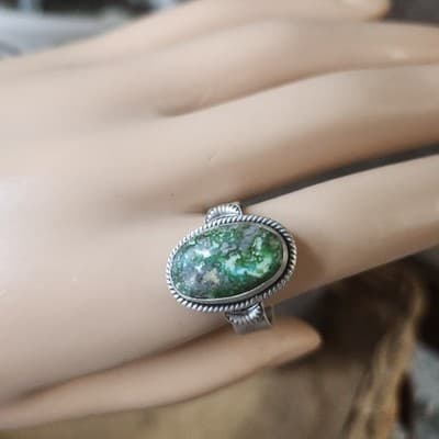 Sonoran Gold Turquoise Sterling Silver Ring | Southwestern Celestial Style - Thumbnail 9