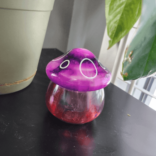 Purple Magic Colorful Swirly Mushroom Jar Trinket Dish with Lid - Thumbnail 4