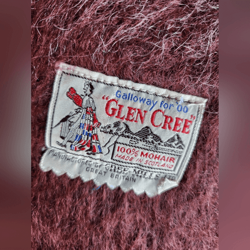 Vintage Mid Century Glen Cree Red and Brown Plaid 100% Mohair Throw Blanket - Thumbnail 3