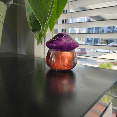 Purple Magic Colorful Swirly Mushroom Jar Trinket Dish with Lid - Thumbnail 6