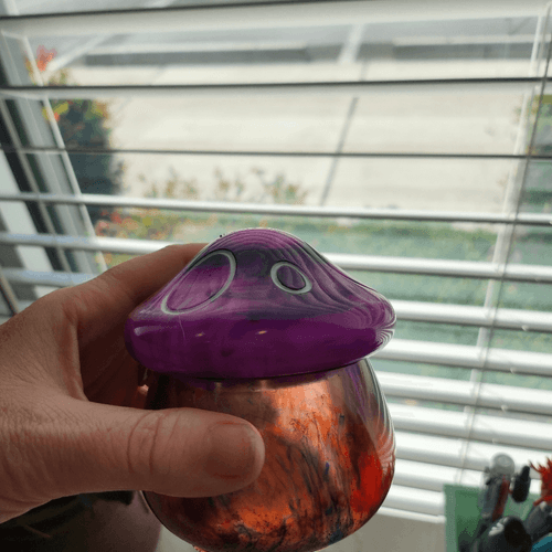 Purple Magic Colorful Swirly Mushroom Jar Trinket Dish with Lid - Thumbnail 8