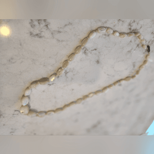 Vintage White Mother of Pearl Oblong Beaded Necklace - Thumbnail 5