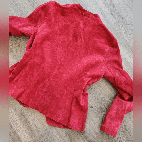 Liz Claiborne Red Lightweight Stylish Suede Leather Jacket - Thumbnail 8