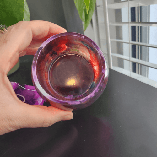 Purple Magic Colorful Swirly Mushroom Jar Trinket Dish with Lid - Thumbnail 7