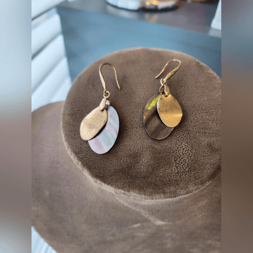 Elegant Gold and Iridescent Earrings - Thumbnail 2