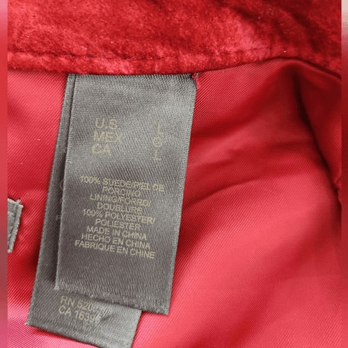 Liz Claiborne Red Lightweight Stylish Suede Leather Jacket - Thumbnail 5