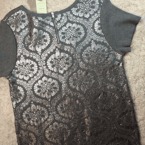 Grey and Silver Anthropologie Moth Knit top - Thumbnail 2