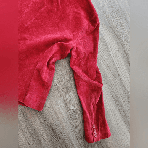 Liz Claiborne Red Lightweight Stylish Suede Leather Jacket - Thumbnail 9