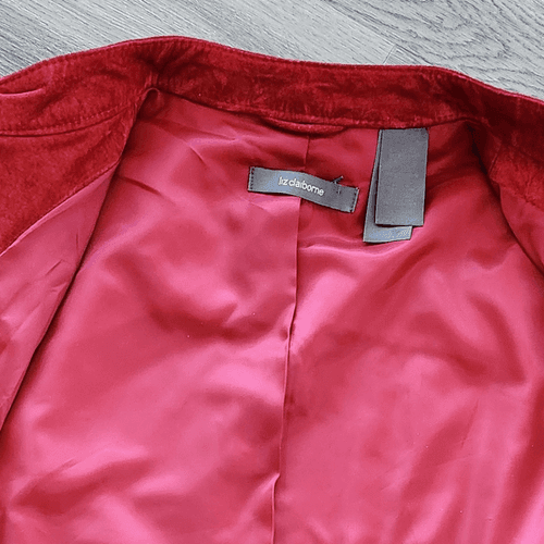 Liz Claiborne Red Lightweight Stylish Suede Leather Jacket - Thumbnail 14