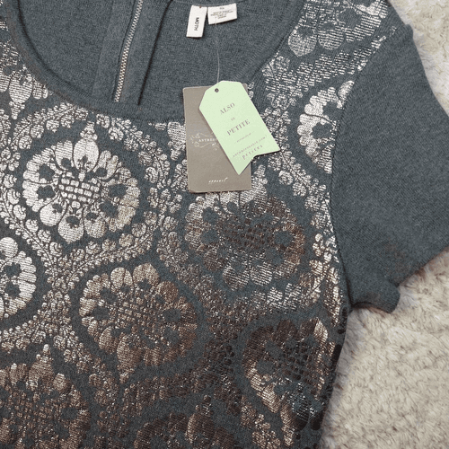 Grey and Silver Anthropologie Moth Knit top - Thumbnail 7