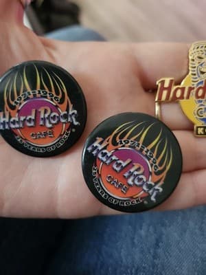 3 Lot of Hard Rock Cafe Pins and Buttons Kona and Anniversary Pins - Thumbnail 3