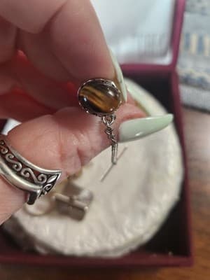 Single Mens Cuff Links And Tie Clips Swank And Others Tiger Eye - Thumbnail 10