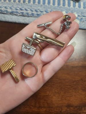 Single Mens Cuff Links And Tie Clips Swank And Others Tiger Eye - Thumbnail 11