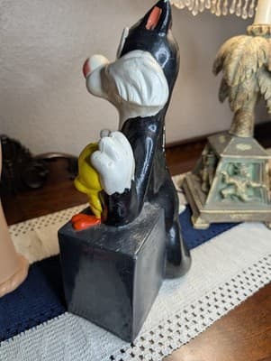 Vintage Warner Bros. Inc CERAMIC Tweety & Silvester 1972 Coin Bank hand Painted - Thumbnail 11