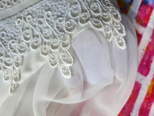 Vintage Scarlette White Double Breasted Lace Collar Sheer Sleeve Formal Dress - Thumbnail 3