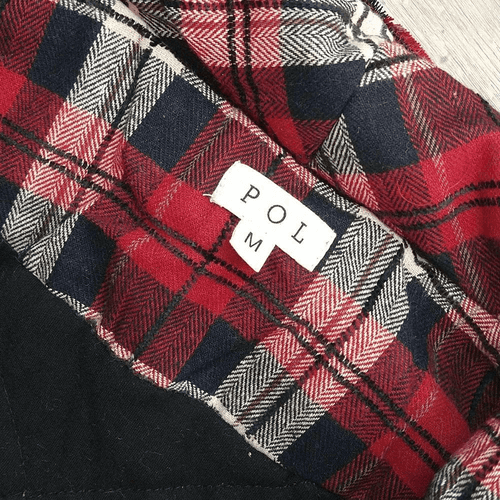 Red and Black Plaid Oversized Fit Frayed Quilted POL Jacket - Thumbnail 11